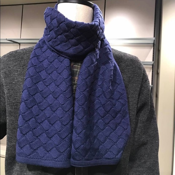 NWT Authentic Bottega Veneta 3D Knit Intriciato Wool Scarf 🧣 Navy - Picture 5 of 7